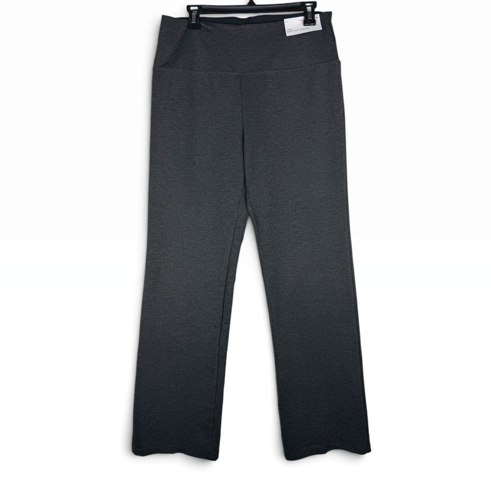 Liz Claiborne Lori Bootcut Legging Womens L Charcoal Heather Tummy Panel NEW